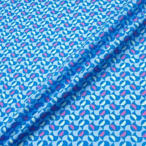 Blue Two-Tone Geometric Printed Pure Cotton