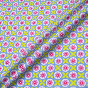 Lilac Floral Geometric Printed Pure Cotton