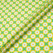 Geometric Floral Printed Yellow Pure Cotton