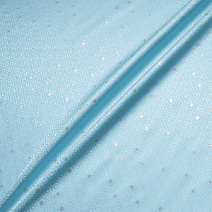 Metallic Jacquard Baby Blue Geo Pure Silk