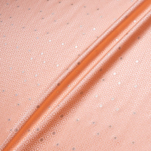 Metallic Jacquard Peach Geo Pure Silk