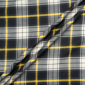 Ivory, Black & Yellow Cotton Tartan