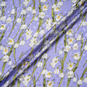 Lily of the Valley Printed Lavender Silk Jacquard