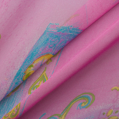 Pink Abstract Printed Silk Georgette