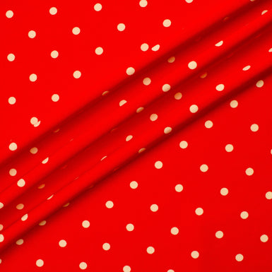 Ruby Red/Ivory Polka Dot Viscose Jersey