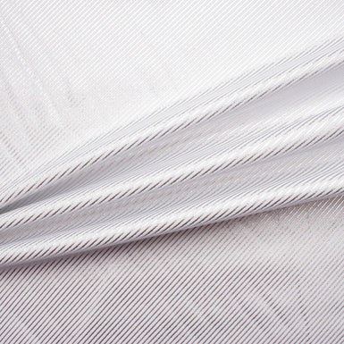 Silver Metallic Stripe/White Cotton Twill