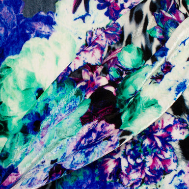Blue/Green/Purple Floral Printed Velvet