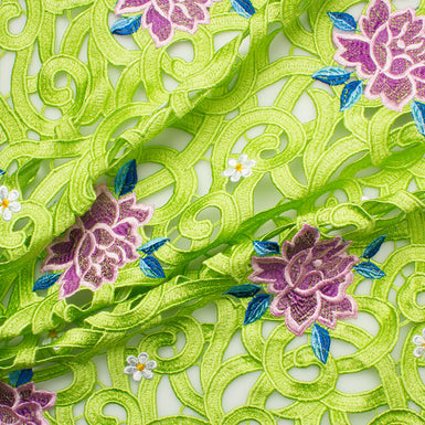 Bright Green Floral Guipure Lace