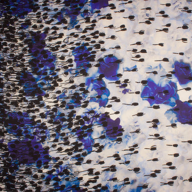 Blue/Black Printed Silk Gazar