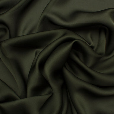 Dark Olive Green Silk Satinised Chiffon