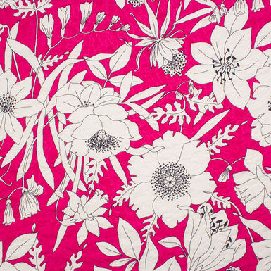 Pink & White Floral Printed Matelassé