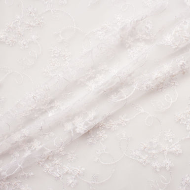White Floral Embroidered Tulle