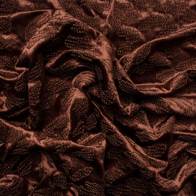 Brown Metallic Embroidered Velvet