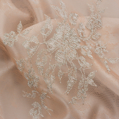 Nude/Silver Raschel Embroidered Tulle