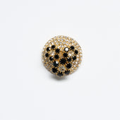 Black Floral Diamanté Gold Evening Button