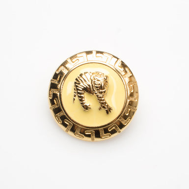 Small Yellow Enamelled Tiger Button