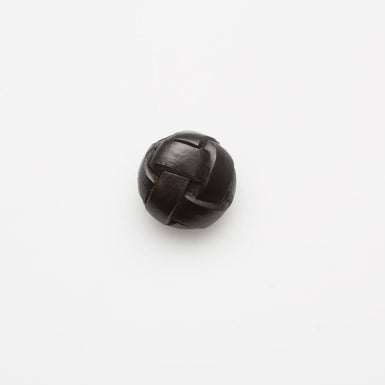 Black 'Leather Look' Woven Button - Small