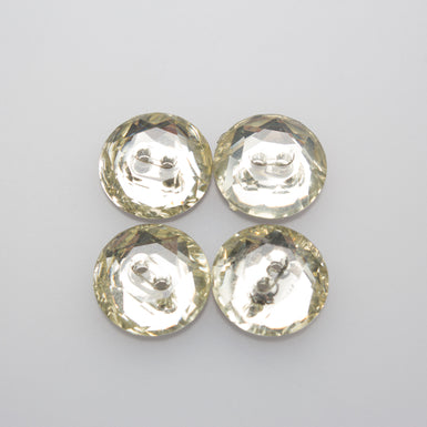 Yellow Tinted Crystal Faceted Button