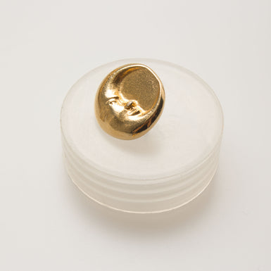 Gold Metal 'Moon Faced' Button