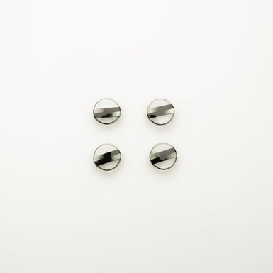 Grey & Black Striped Clear Button - Small