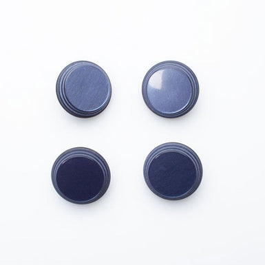 Pearlised Blue Round Ridged Button - Large
