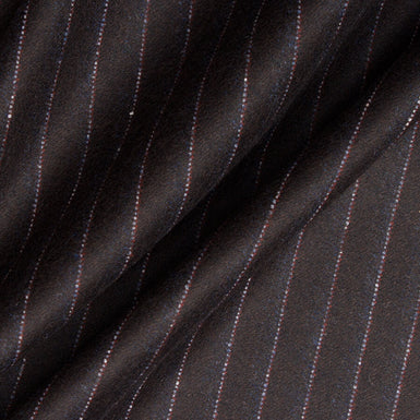 Dark Brown Pinstriped Wool Suiting
