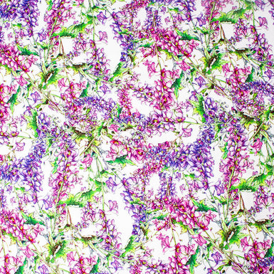 Pink & Purple Floral Printed Cotton Piqué