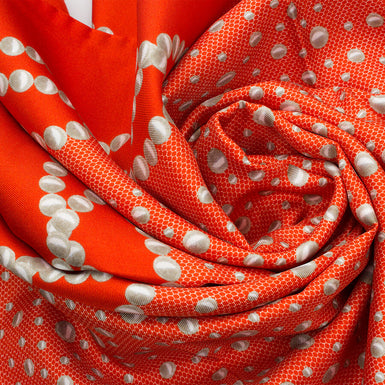 Pearl Printed Red Pure Silk Twill Scarf