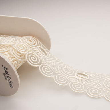 Ivory/Silver Embroidered Trim