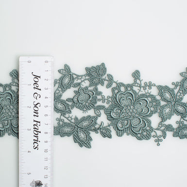 Teal Green Floral Guipure Trim