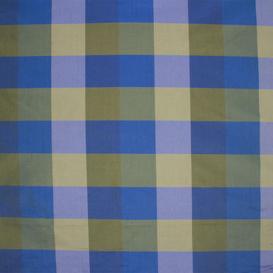 Blue/Green Checkered Silk Shantung