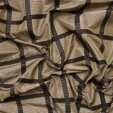 Beige/Black Checkered Silk Shantung