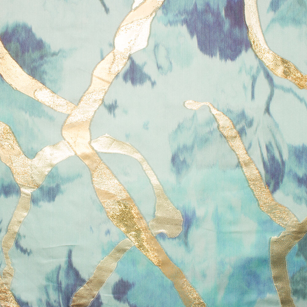 Turquoise/Gold Jacquard Duchess Satin