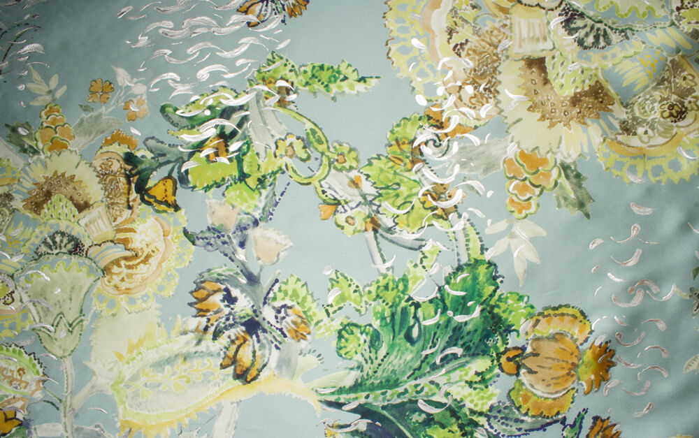 Hand Painted Watercolour Silk Mikado