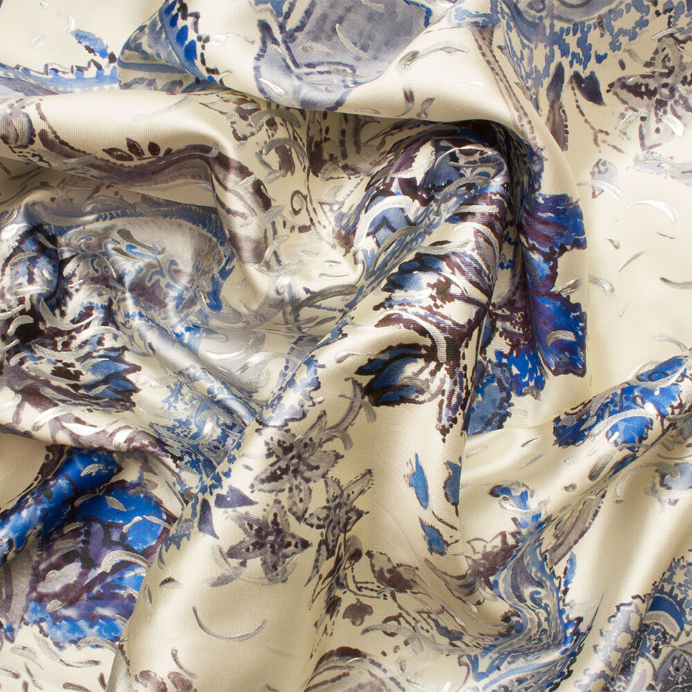 Hand Painted Watercolour Silk Mikado (A 2.70m Piece)