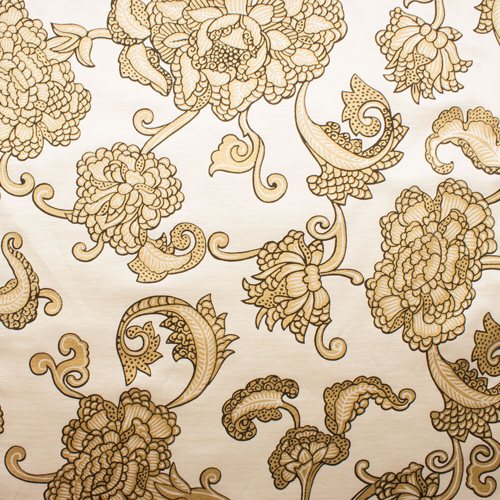 Ivory Printed Duchess Silk Satin