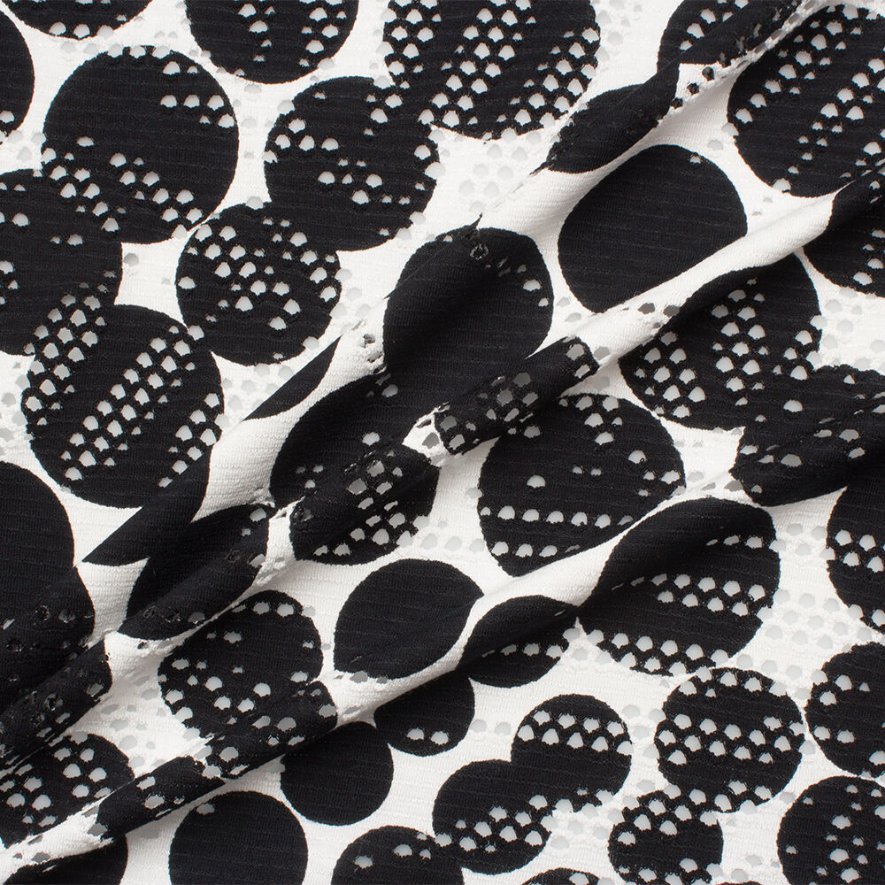 Monochrome Spotted Stretch Viscose Jersey