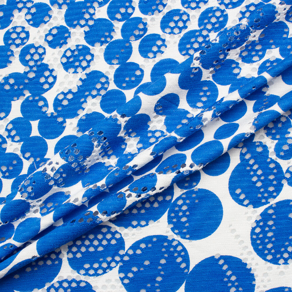 Royal Blue Spotted Stretch Viscose Jersey