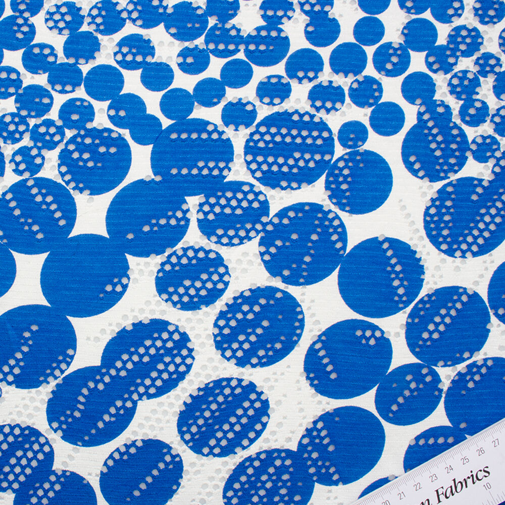 Royal Blue Spotted Stretch Viscose Jersey