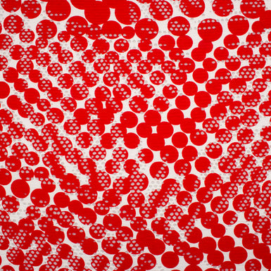 Red Spotted Stretch Viscose Jersey (A 2m Piece)