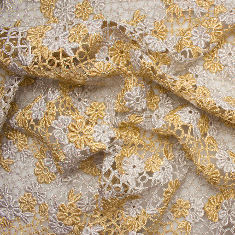 Metallic Silver & Gold Guipure Lace