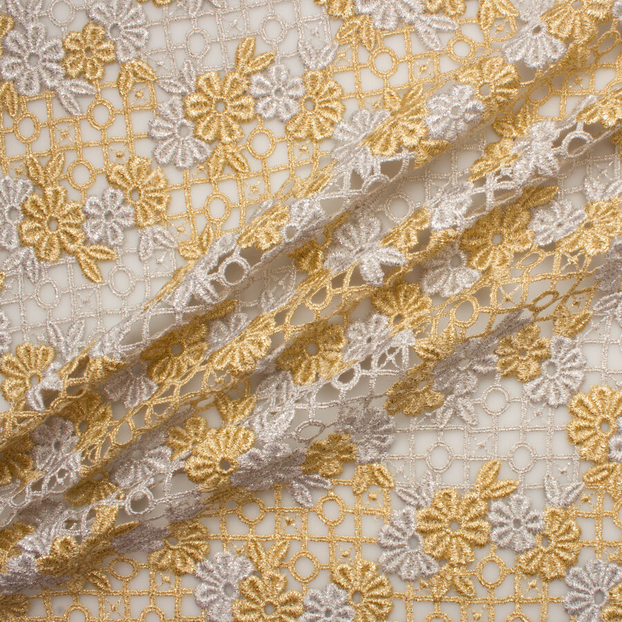 Metallic Silver & Gold Guipure Lace