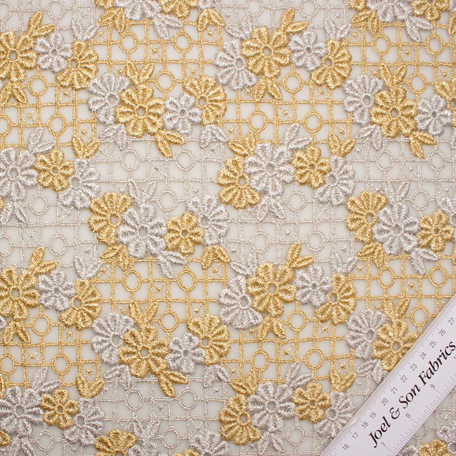 Metallic Silver & Gold Guipure Lace