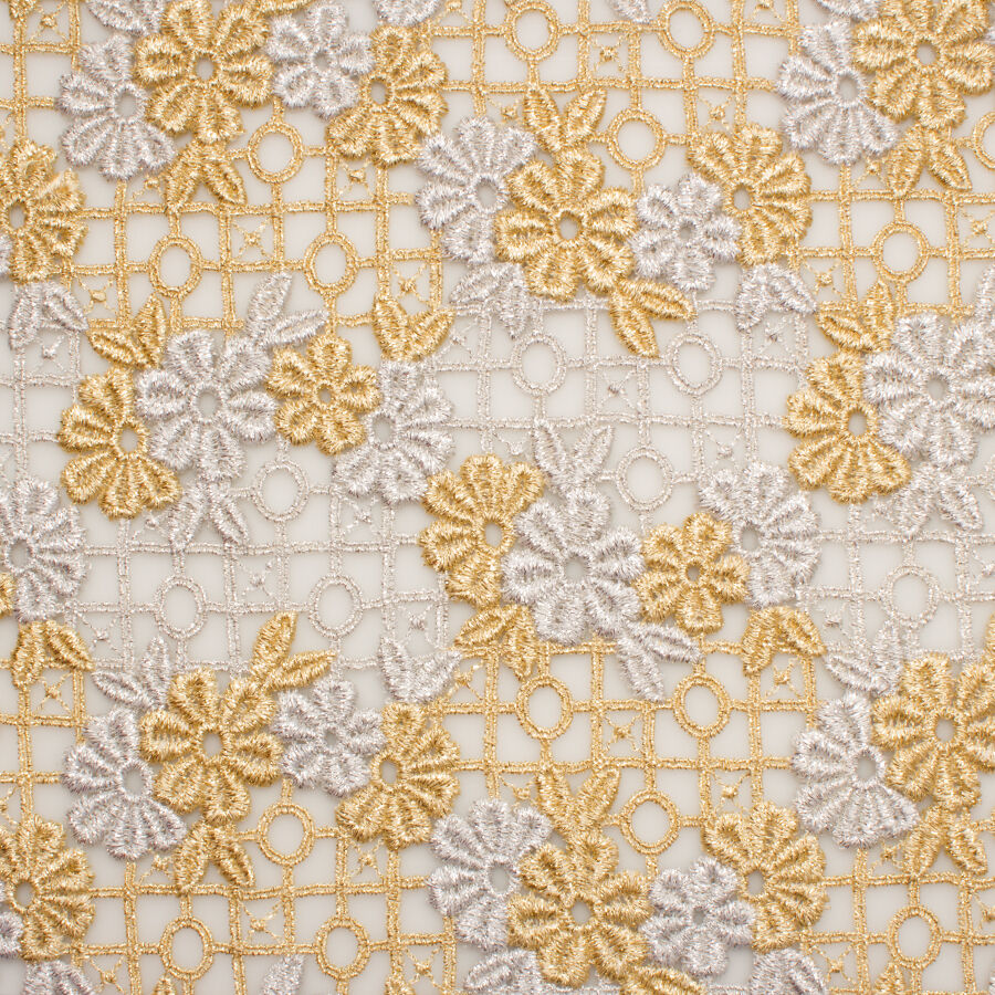 Metallic Silver & Gold Guipure Lace