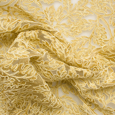 Gold Embroidered Corded Tulle