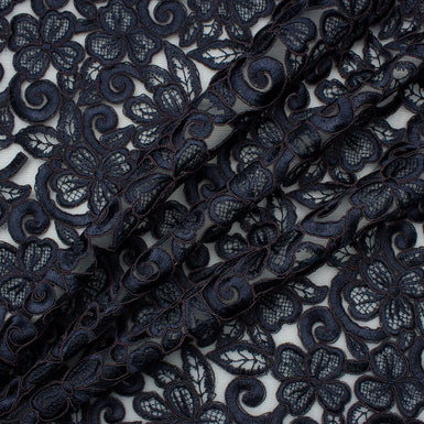 Midnight Blue Embroidered Tulle