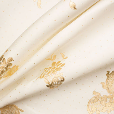 Ivory/Gold Floral Laminated Silk Blend
