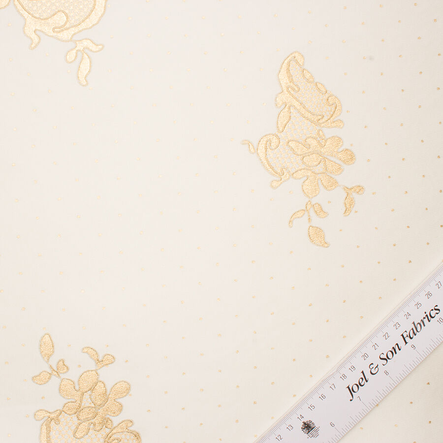 Ivory/Gold Floral Laminated Silk Blend