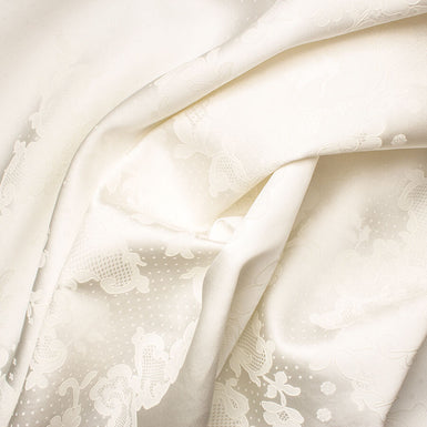 Off-White Laminated Silk Satin