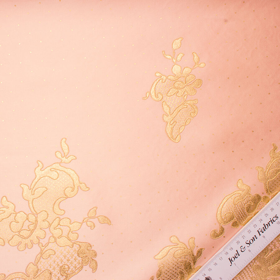 Pink/Gold Floral Laminated Silk Blend
